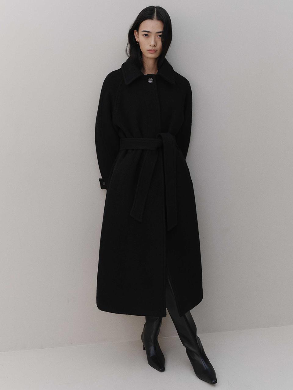 raglan sleeves long coat_black