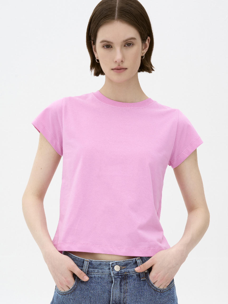 basic crop t-shirt_pink