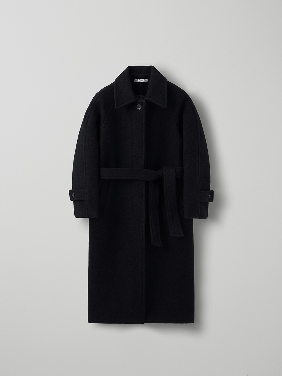 raglan sleeves long coat_black