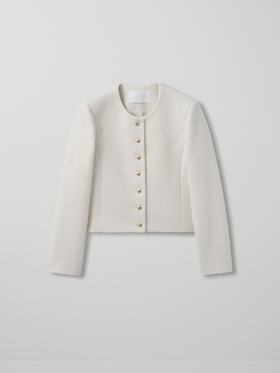 button tweed jacket_cream