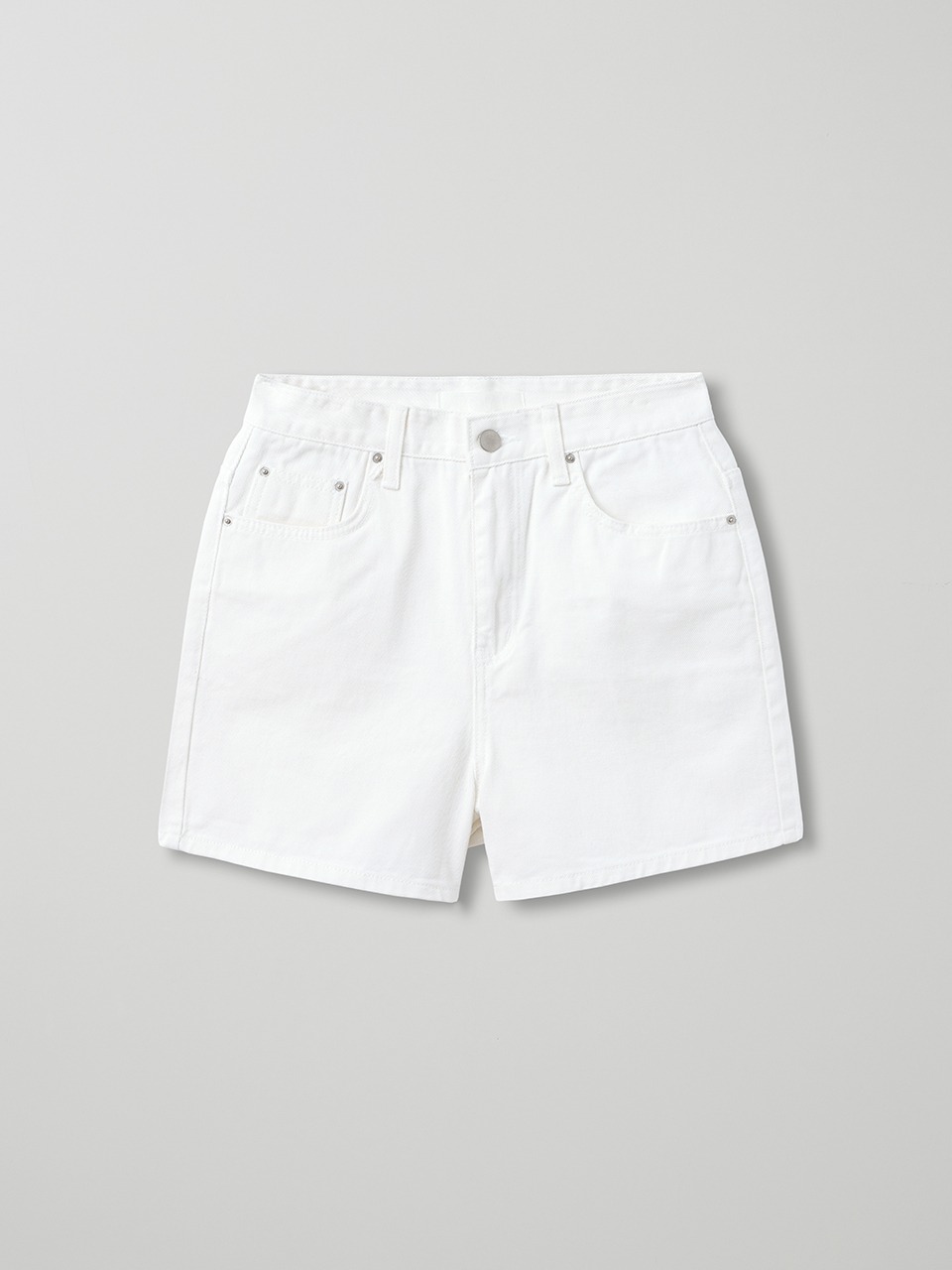 washed denim shorts_white